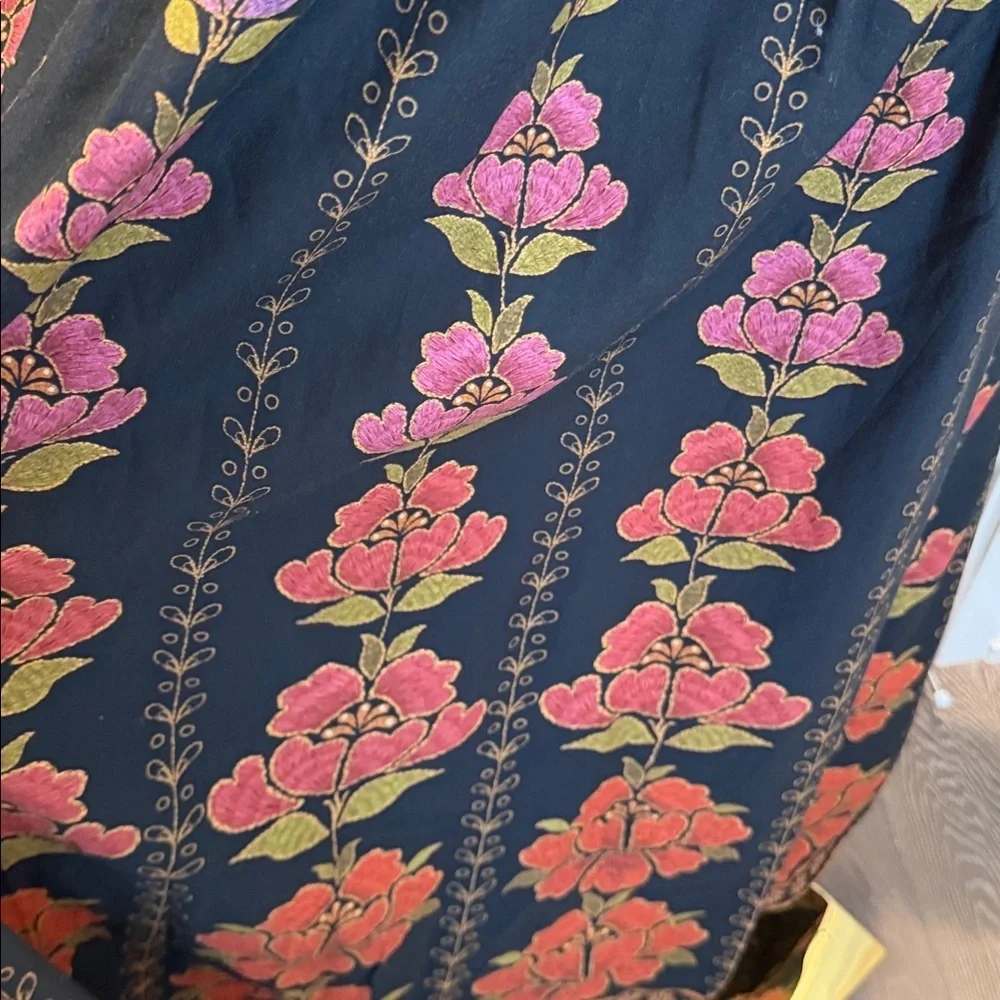 FARM Rio Black and Red Floral Long Dress Size S